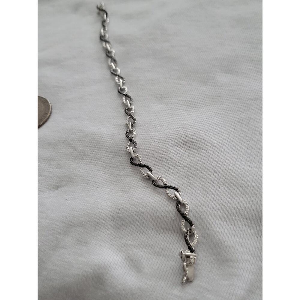 7 1/2" Sterling Silver rope infinity Chain Bracelet, signed DBT - Picture 6 of 7